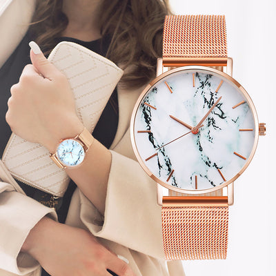 Fashion Rose Gold Color Mesh Band Quartz Watches